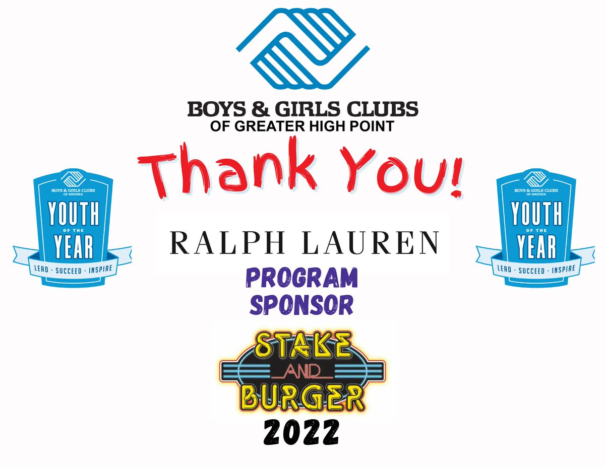 We would like to recognize and Thank our Program Sponsors, "Foster Foundation, Piedmont Chemical Industries, and Ralph Lauren", for collaborating with us to help meet our goals for our organization!
 Thank you for being our sponsor for Stake and Burger 2022!!