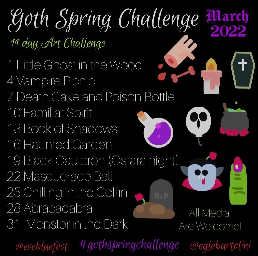 TerresdeLink's tweet photo. Désolée, pas eu d'idée pour les 2 thèmes précédents du #gothspringchallenge.
Voici ma dernière proposition pour ce dernier jour : monster in the dark. https://t.co/z5bCDnHKsd