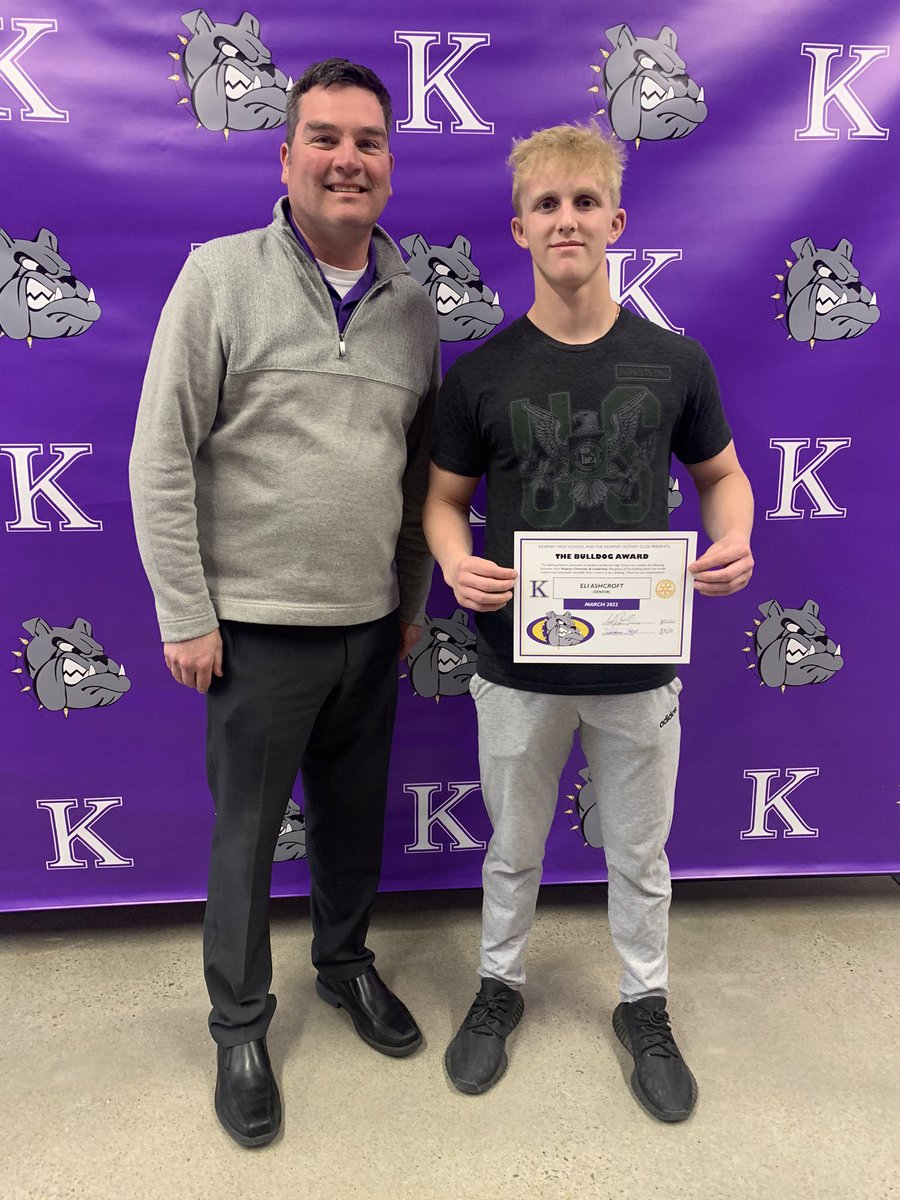 Congrats to Senior Eli Ashcroft on his selection for the March Bulldog Award at KHS! #TeamUpKSD