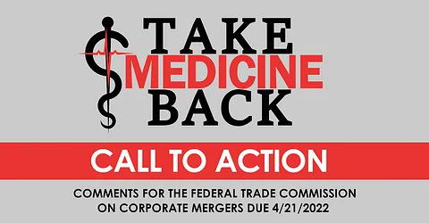 TakeMedBack's tweet photo. PATIENT and PATIENT ADVOCATE Call to Action - have hospital mergers affected your care? Let the @FTC know
#PatientsOverProfits https://t.co/0dHwC2JLOE