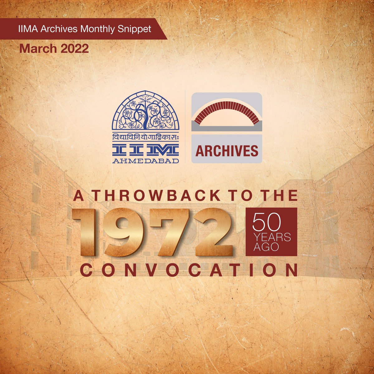 IIMAhmedabad's tweet photo. In the run up to our upcoming convocation, the March 2022 #IIMAArchives snippet is a throwback on our 7th Annual Convocation which was held 50 years ago on April 15, 1972.

Read the speeches along with the snippet at: https://t.co/TU92dw6NPS https://t.co/VAyaOocMuG