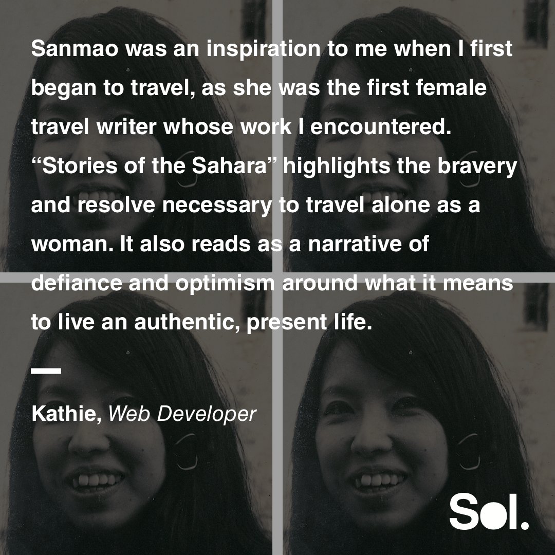 soldesignco's tweet photo. On the last day of #WomensHistoryMonth2022, Kathie celebrates a bold travel writer and adventurer, Sanmao. https://t.co/c4Y6PpBGHx