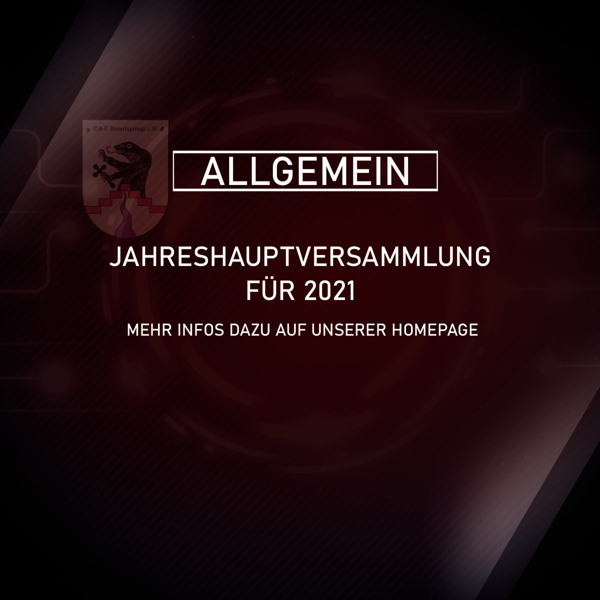 ♦️Allgemein - Jahreshauptversammlung

Am 25.03.2022 fand die Jahreshauptversammlung für 2021 statt und es wurde über einiges abgestimmt, aber noch mehr besprochen.

Alles Informationen dazu findet ihr auf unserer Homepage.
tsv-hamelspringe.de/2022/03/31/jah…

#jhv
#tsvh
#verein
#allgemein