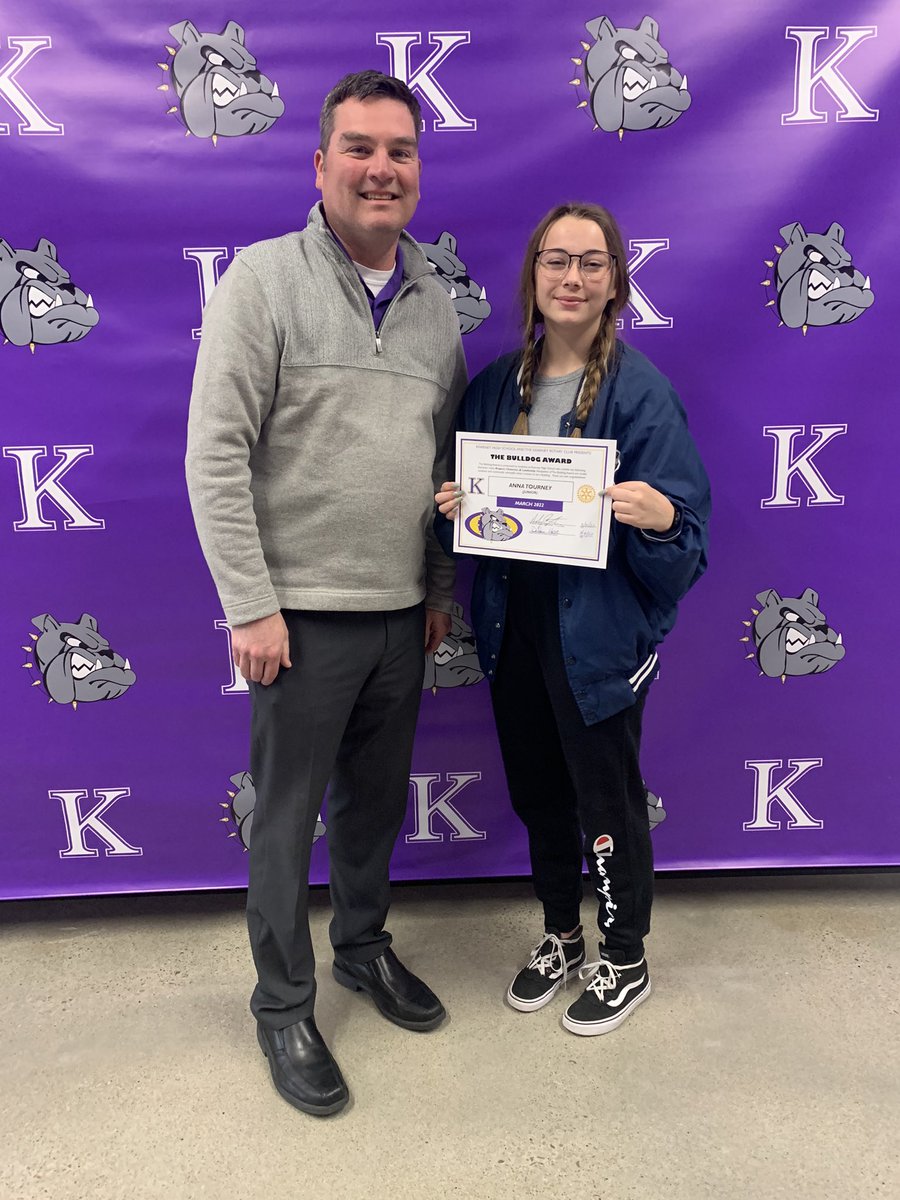 Congrats to Junior Anna Tourney on her selection for the March Bulldog Award at KHS! #TeamUpKSD