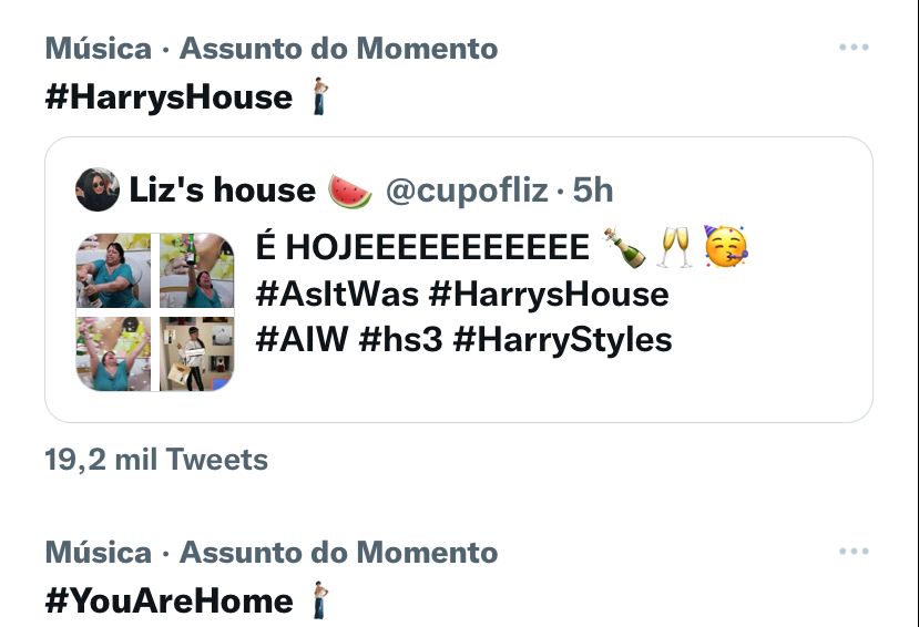 HLNewsBr's tweet photo. 📲| ELE É O MOMENTO! Harry Styles é tendência com #HarrysHouse #AsItWas #YouAreHome e "Fine Line"! Fora que seu nome é um dos mais comentados do momento! https://t.co/8HDOmiMhtZ
