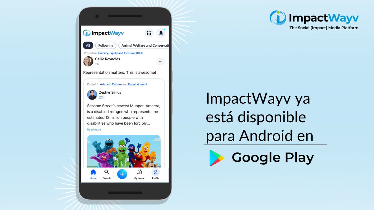 ImpactWayv's tweet photo. ¡Nos complace anunciar que la aplicación ImpactWayv ya está disponible para dispositivos Android! ¡Puedes ir a la tienda Google Play para descargar! #impactwayv #makeanimpact #socialgood #socialimapct #purpose #app #googleplay #android https://t.co/JvjK4Rm5Wq https://t.co/31YlQOCyC6