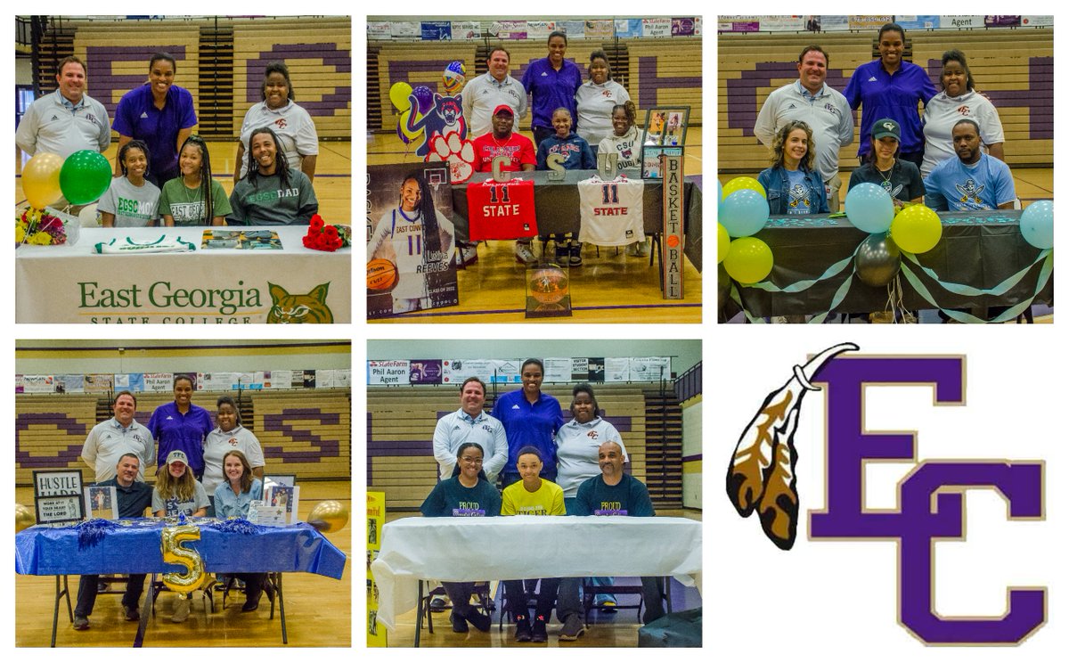 A whole starting team's worth of signees today for <a href="/ECLIndians/">EAST COWETA LADY INDIANS</a> 
Signing basketball scholarships 
- <a href="/tuianna1/">tuianna</a> - East Georgia State
- <a href="/LETIYA2022/">LETIYA REEVES</a> - Columbus State
- <a href="/aa1iy/">Aaliyah Ferrell</a> - Chattahoochee Valley 
- Sherry Geboy - Toccoa Falls  
-  Leila Henderson - Benedict College 
<a href="/QuacyTimmons/">Quacy Timmons</a>