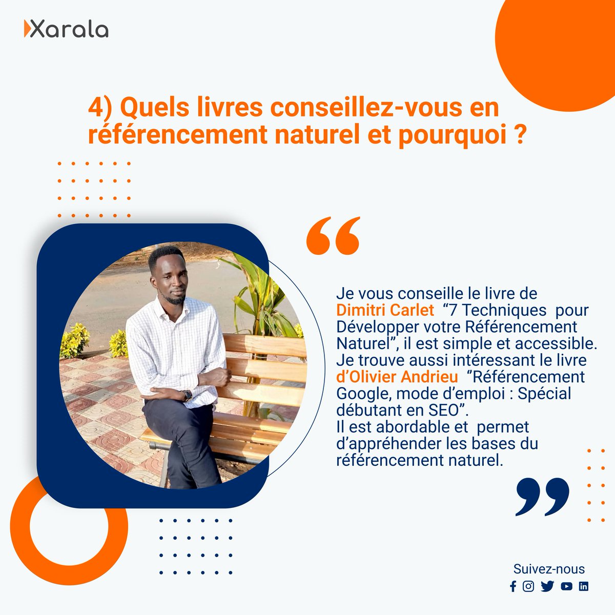 xaralatech's tweet photo. [#SunuyNdanane]
Nous vous présentons notre #Ndanane du jour Cherif DIOUCK borom “ist”😍  SEO  chez #Xarala et passionné de l’informatique en général.💻
✅  S’inscrire à la prochaine rentrée du 11 Avril👉:👉👉 https://t.co/sVcJCCnvSc
#php #python #communitymanager #ReferentDigital https://t.co/7P8Y6RGwkx