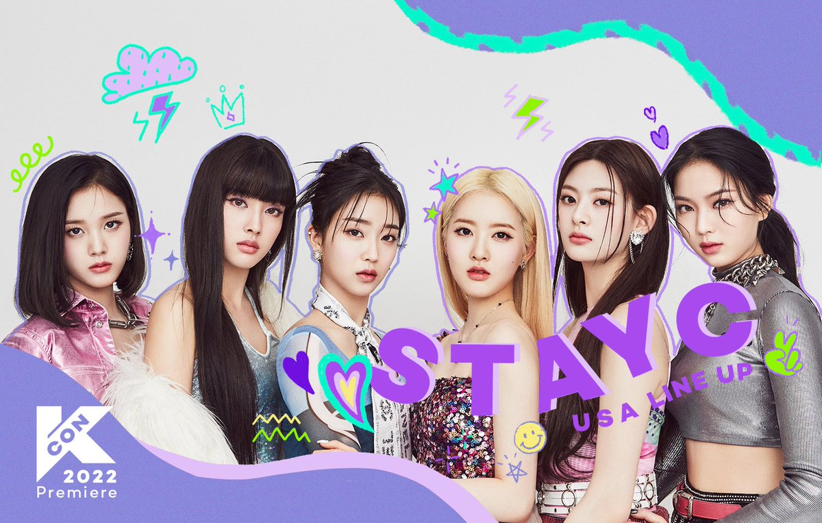Baezumin's tweet image. The legendary 'STAYC girls it's going down' will be heard through USA! Everyone, we, STAYC are revealing to be one of the KCON 2022 Premiere USA line-up artists. Let's have fun together, so please wait for us patiently. We will definitely bring something amazing!