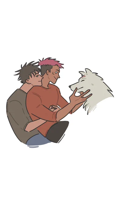 The dogs being black and white and stsg being black-white duo and me constantly drawing the dogs when Megumi's most comfortable and happy https://t.co/kUQ2LdW1Rz 