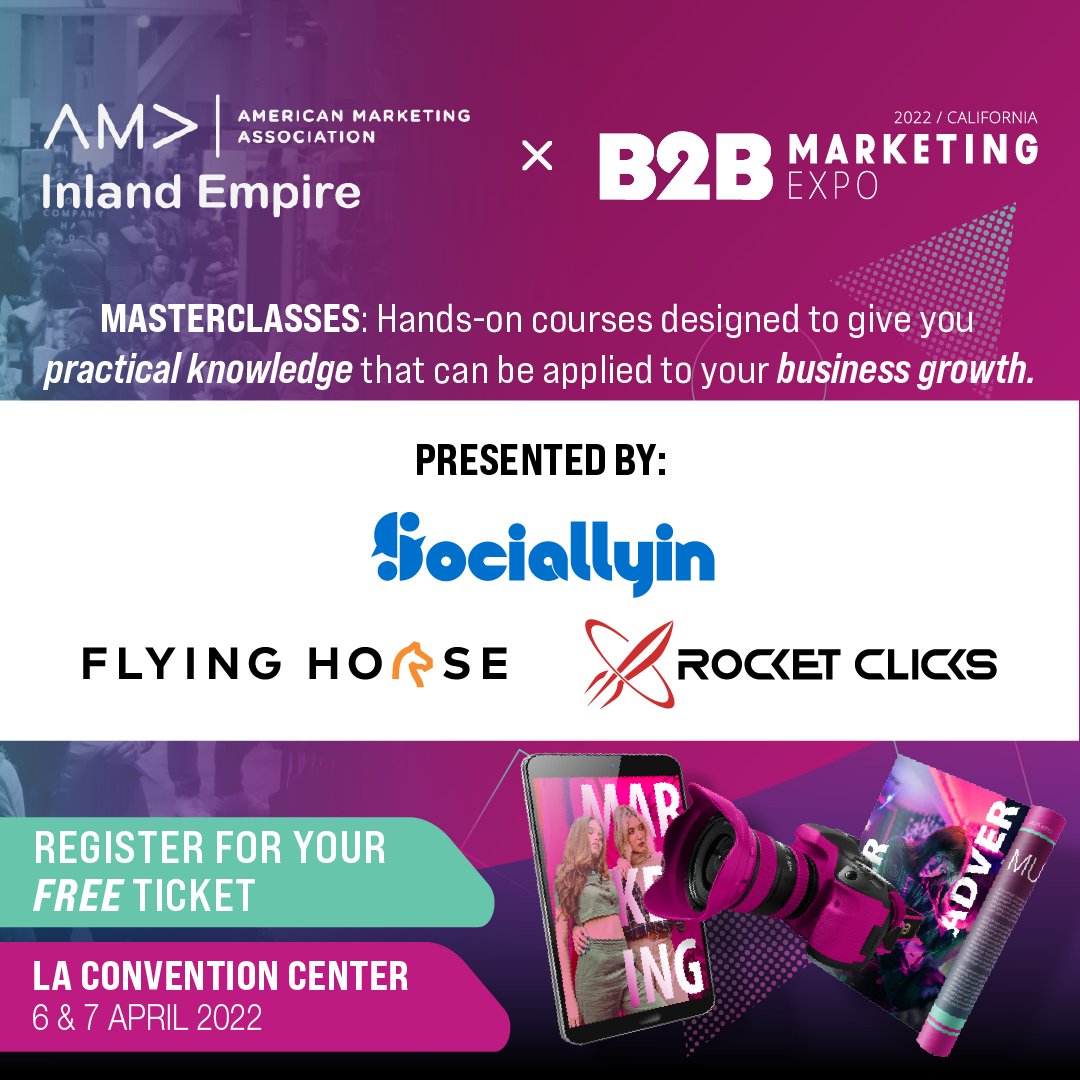 ✨ From learning new platforming tactics to increasing your selling potential, attendees to @b2bexpocali masterclasses will be armed with the know-how to take their marketing to the next level. rb.gy/gsxxto
Reserve your seat TODAY! 😎 #B2BMarketingExpoUS