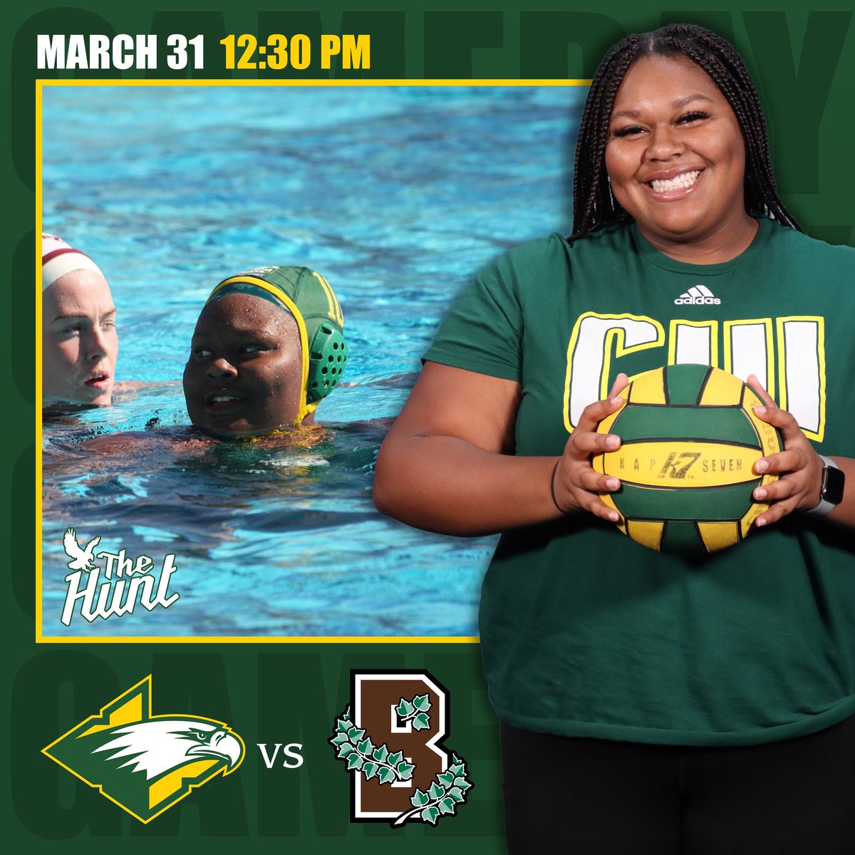 Our women's water polo team starts us off at home this Thurs against No. 20 Brown! 

📍: Woollett Aquatics Center
📊: thefosh.net/live/12556 
📺: cuieagles.com/live