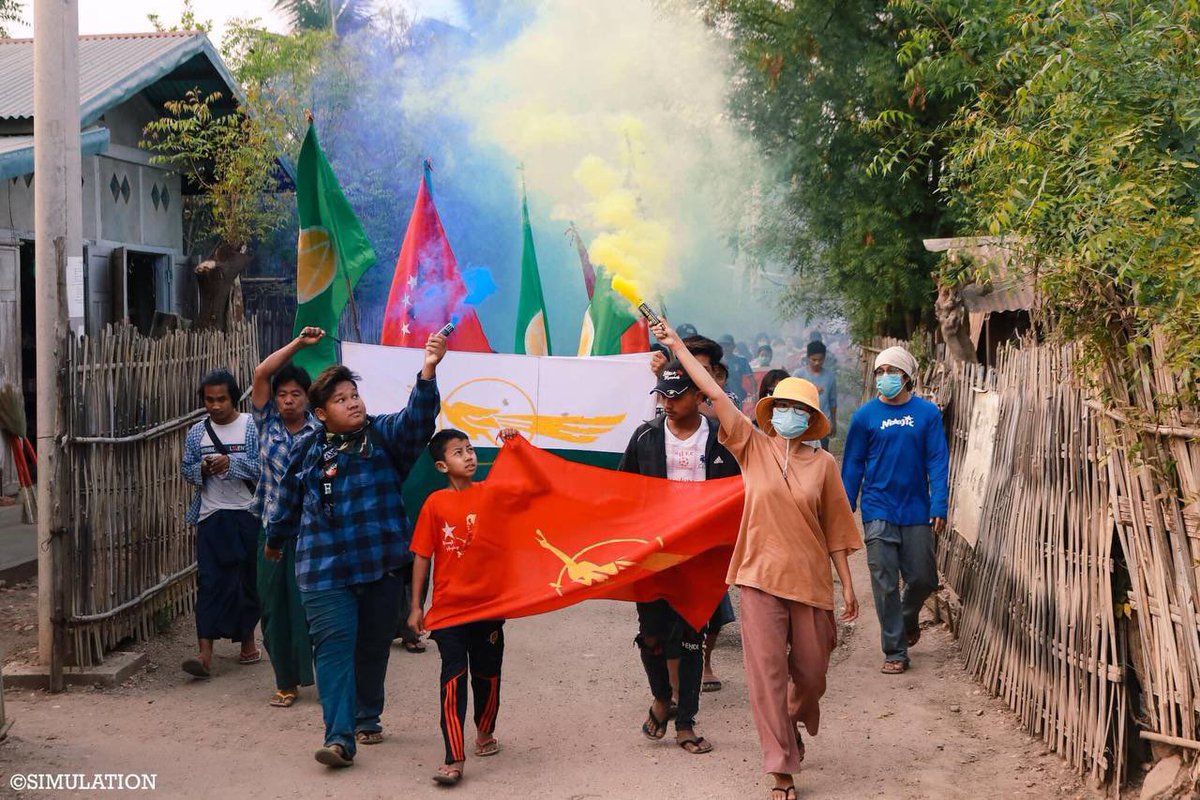 SoneChaung Village, Yinmarpin Tsp marched on streets and staged a regular strike to protest against military regime. #US_SanctionMOGE #2022Mar31Coup #WhatsHappeningInMyanmar