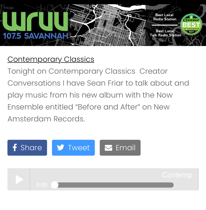 NOWEnsemble's tweet photo. Check out this in-depth interview between Before and After composer @FriarSean and @WRUU1075. Friar discusses the unique sonic environments he created with his compositions and so much more. You can listen to the full interview at https://t.co/E8IGWsBT1t https://t.co/xSJ8SI83nF