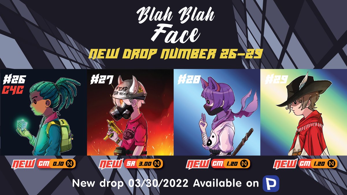 ❤️New drop Card number 27-30 Available on paras.
วันนี้มีงานดรอปงานเพิ่ม3ใบนะครับ ตอนนี้เดินทางมาได้30ใบแล้วขอขอบคุณทุกๆท่านที่สนใจและสนับสนุนผมงานมาตลอดครับ
paras.id/collection/bla…

#PARASnft #paras #nearNFTs #NFTCommumity #nft #NEARnft #NEARcollector #NFTThaicommunity <a href="/ParasHQ/">Paras 🟩🟧</a>