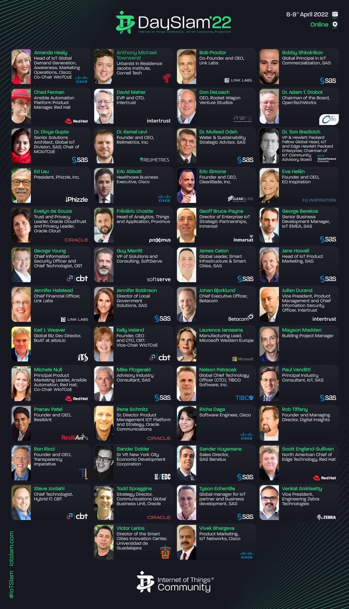 and that is just Day 1... Will be broadcasting Live and in Real-Time April 8 and 9 for World IoT Day 2022... Day 2 session tweets to follow! Join us online, at no cost! Details at iotslam.com
-
#IoTCommunity #IoTSlam #IoTCL #IoTPL #IIoT #IoT #IoTDaySlam #IoTDay