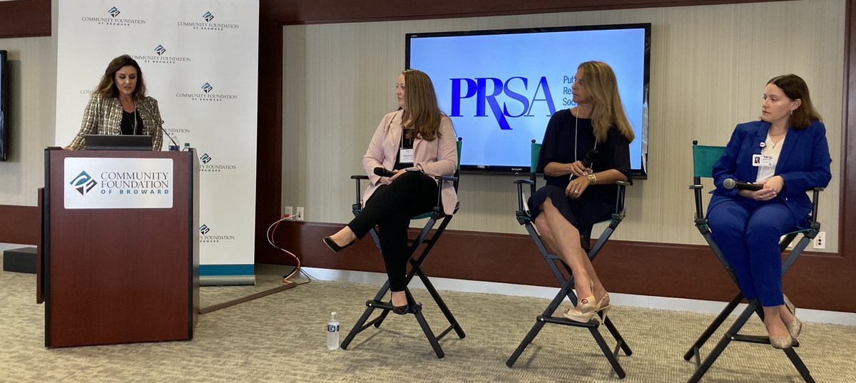 PRSAFTL's tweet photo. Our women’s advocacy & action panel is underway in Fort Lauderdale. We’re learning tips and strategies about how #PR pros can help level the playing field for women in the workplace #PRSAFTL https://t.co/QgecL92P4s
