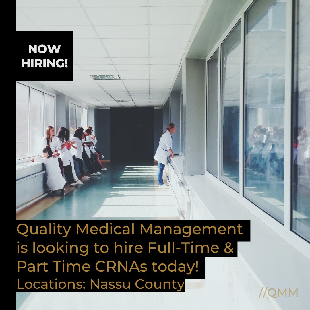 QMManagement7's tweet photo. Please feel free to reach out through email or phone if your facility is looking for a team of outstanding professionals!
Phone:631-446-1190
Email: recruiting@qmedicalmanagement.com
https://t.co/LXPd4ogTgN
∙
∙
 #QMedicalManagement #QMMcares #CRNAJobs #CRNA #CRNALife #CRNAs https://t.co/Ae1xyL8YTj
