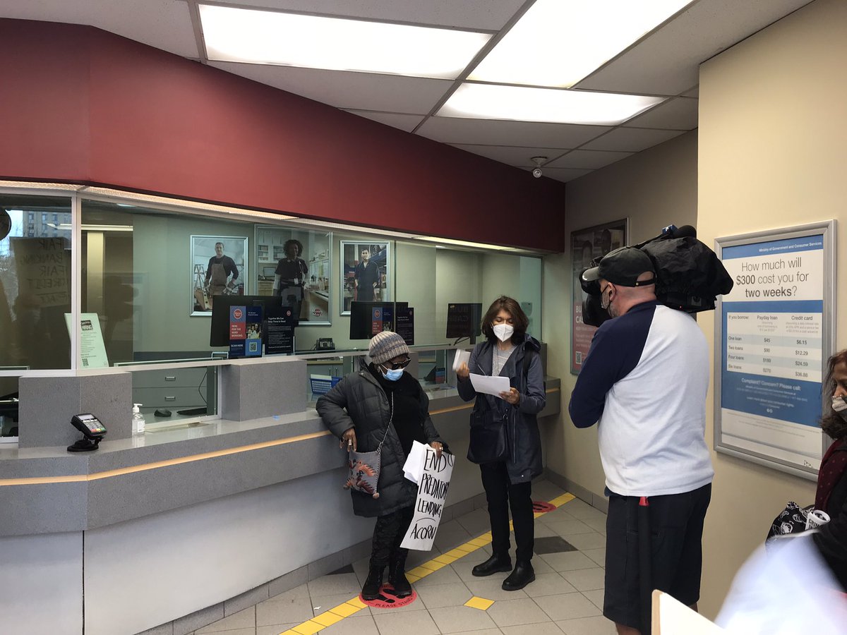 TorontoACORN's tweet photo. Suzette Mafuna, Downtown ACORN member, who was ripped off by Money Mart demanding her money back! #FairBanking #EndPredatoryLending https://t.co/u9j0izVC0l
