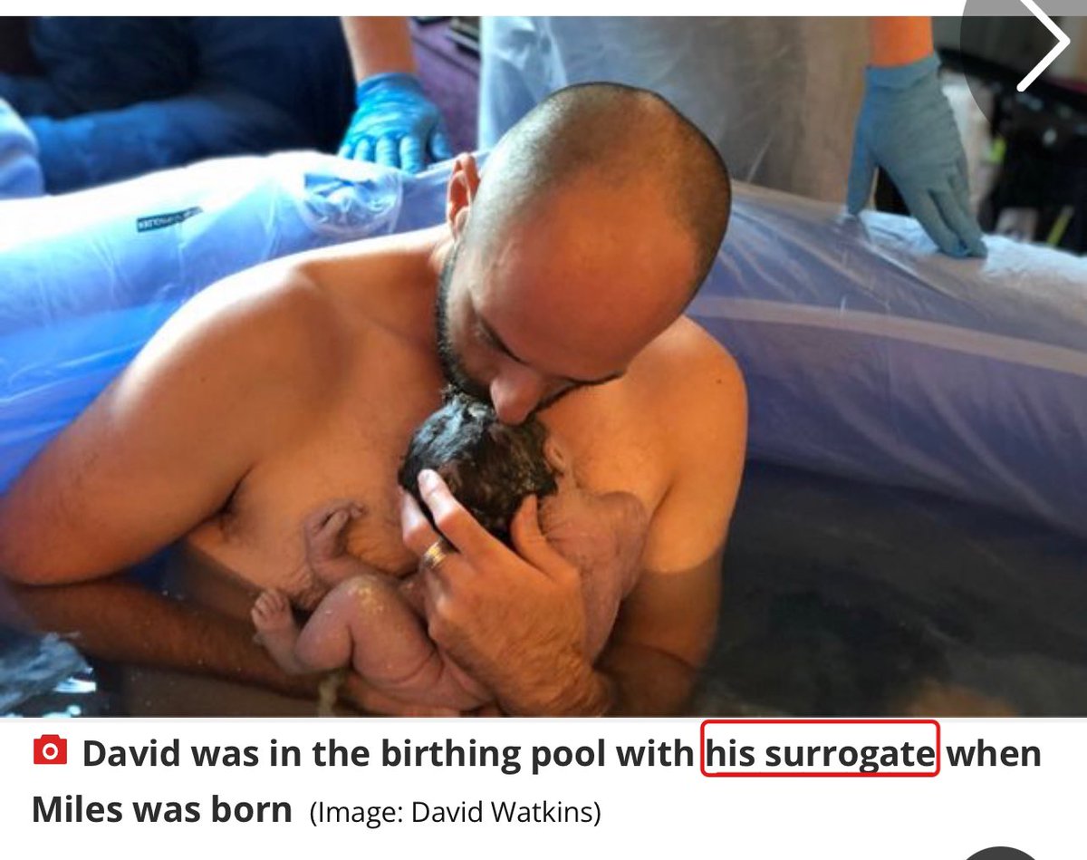 So a woman delivers a baby she has carried so close to her heart(literally) for 9 months,then on delivery day he jumps in the birthing pool and the mother is cut out of the picture from the moment of birth. Even the description of the mother is “his surrogate”. This is not right.