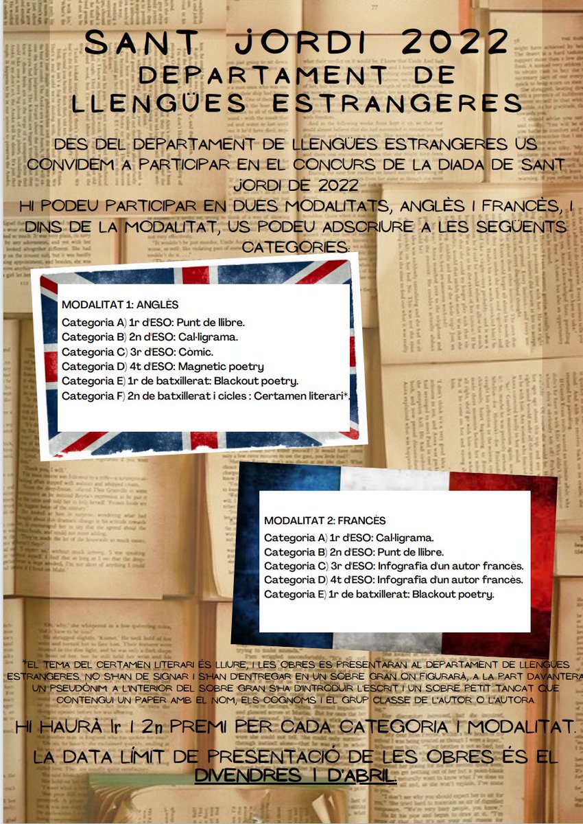 XXX Certamen Literari de Sant Jordi. Participa! 
agora.xtec.cat/iesgallecs/por…