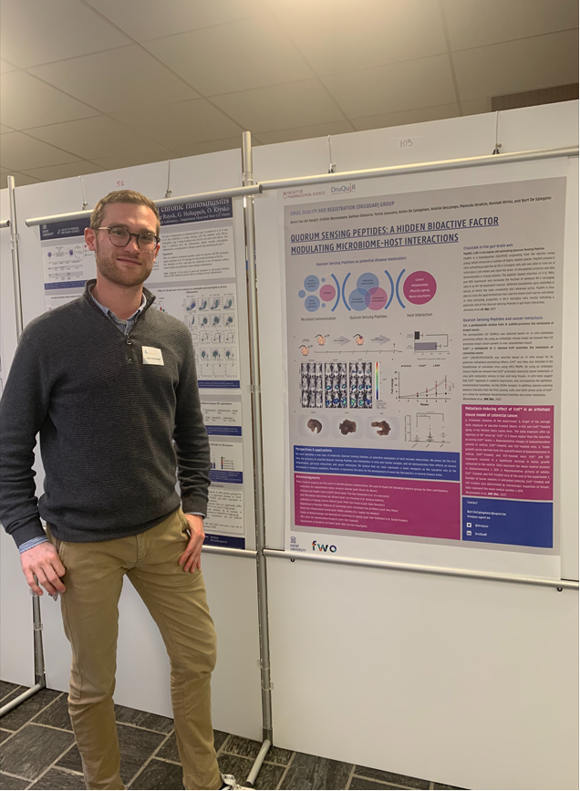 DruQuaR's tweet photo. DruQuaR #quorumsensingpeptide #research was today presented at the interfaculty research day! @UGent_Pharma  @ugent_fge  @UGent_VetMed  @DS_UGent  @KevinVdborght https://t.co/NYRrGzrEId