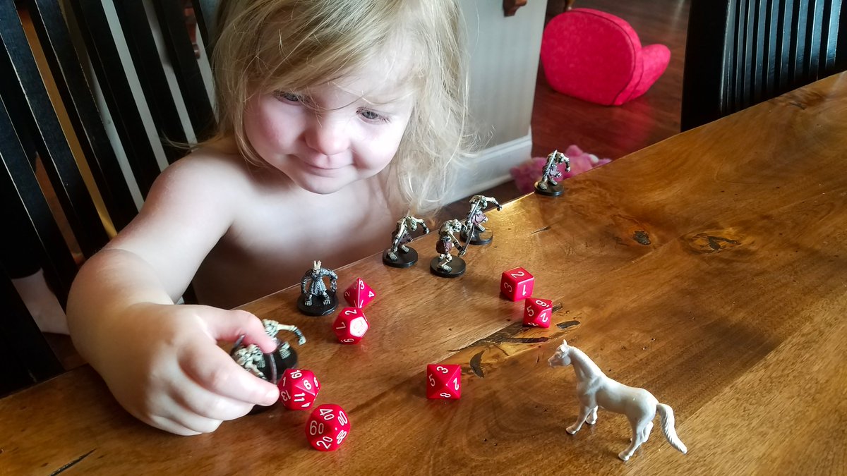 DwarvenDM's tweet photo. The blessings of working from home and having a lady-gamer-in-training. Lunchtime play dates are some of my favorite things these days.
#GirlDad #NextGenGamer #DnD https://t.co/cNMtLc2vWZ