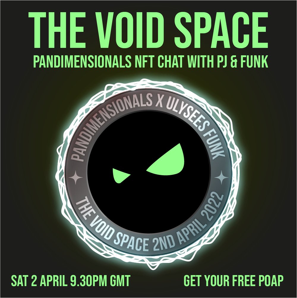 0xCoops's tweet photo. Set a reminder to find out more about THE VOID - part of a later Phase in the @Pandimensionals roadmap -  with the writer behind the project @drgrippa and lead illustrator @MrPJCooper  
https://t.co/BkKQFCl6cB 

#NFTs #POAP #NFTGiveaway #NFTartists #nftart https://t.co/MIqz9t5ym7