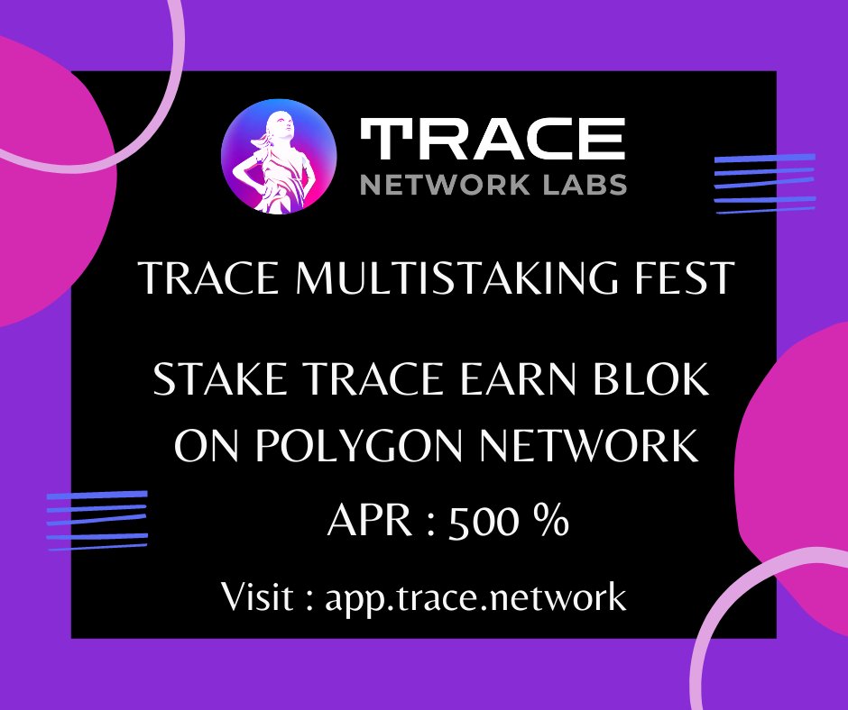 Rahul_2503's tweet photo. Last Few Days Left for $TRACE #MetaStakingFest
Stake $TRACE Earn $BLOK - on Polygon Network
APR : 500 %
Stake $TRACE Here: https://t.co/dCILjQ6YQm
#Lifestyle4Metaverse #NFT #Staking
@trace_network https://t.co/5N3ZUAdfeO