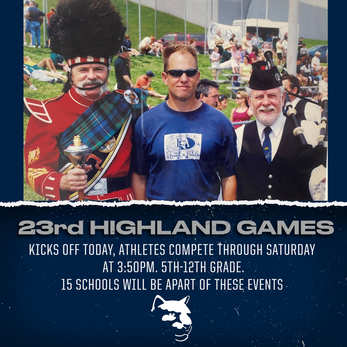 The 23rd Highland Games kicks off today with 5th and 6th home at 5:00. The events continue tomorrow afternoon, and all day Saturday. 15 teams will be competing at FRA this weekend. Get your tickets here: gofan.co/app/events/590…!