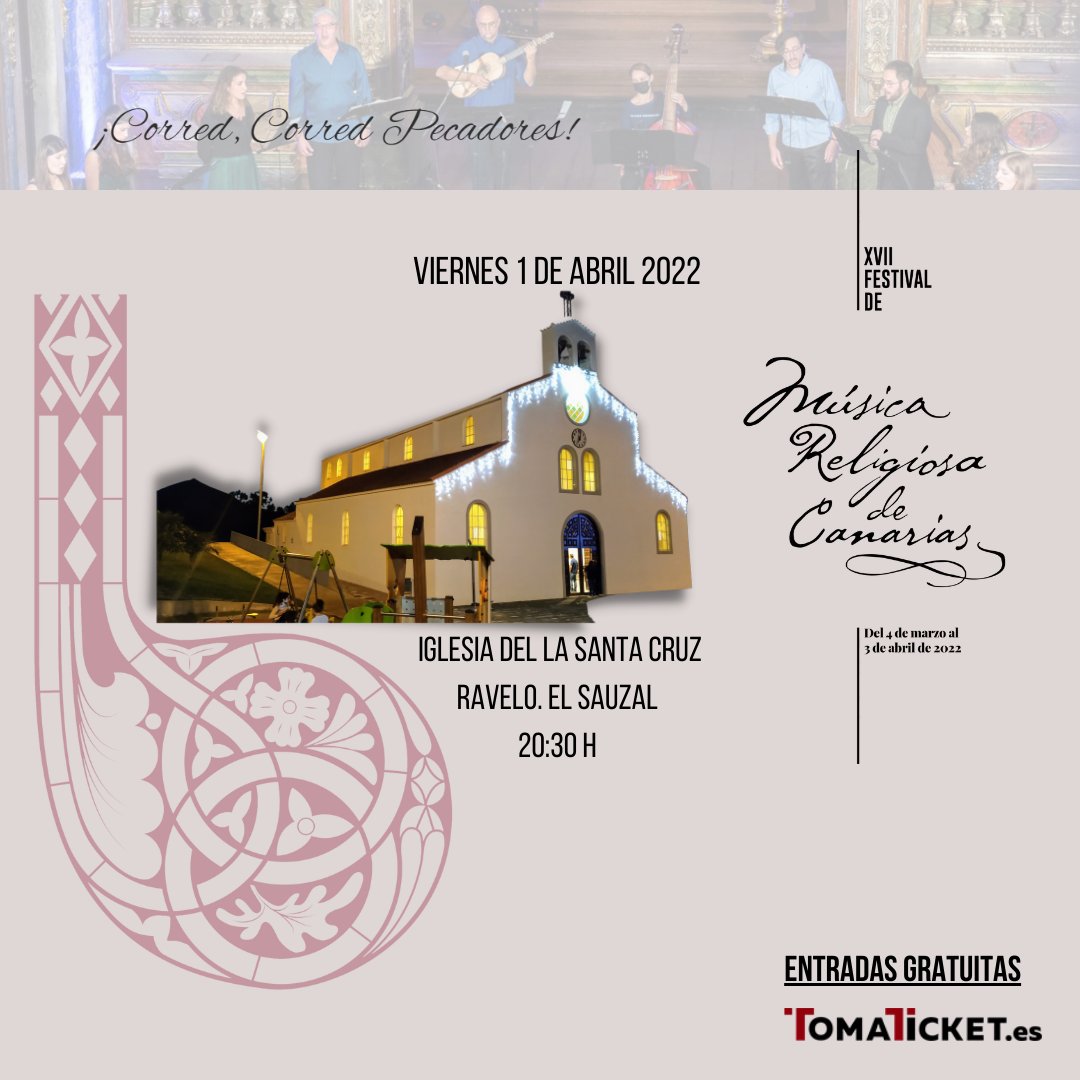 DeReligiosa's tweet photo. ☝Desde este viernes comienzan los tres últimos días de la programación del Festival de Música religiosa de Canarias. 🤩Ya están en la isla y recién llegados de Portugal presentamos: @BandodeSurunyo 1 de abril en la Iglesia del la Santa Cruz, El Sauzal a las 20:30 h.

#ravelo https://t.co/9nLgATtJIU