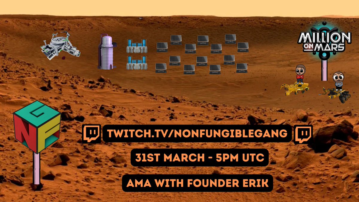 SolariumHQ's tweet photo. WE ARE LIVE!

https://t.co/wh3A6uVLyg

@MilliononMars NFT's to be given away!

We are delighted to be joined by Erik - Co- Founder of Million on Mars!

#nft #waxp #nft #PlayToEarn #play2earn https://t.co/fZYglZXVW7