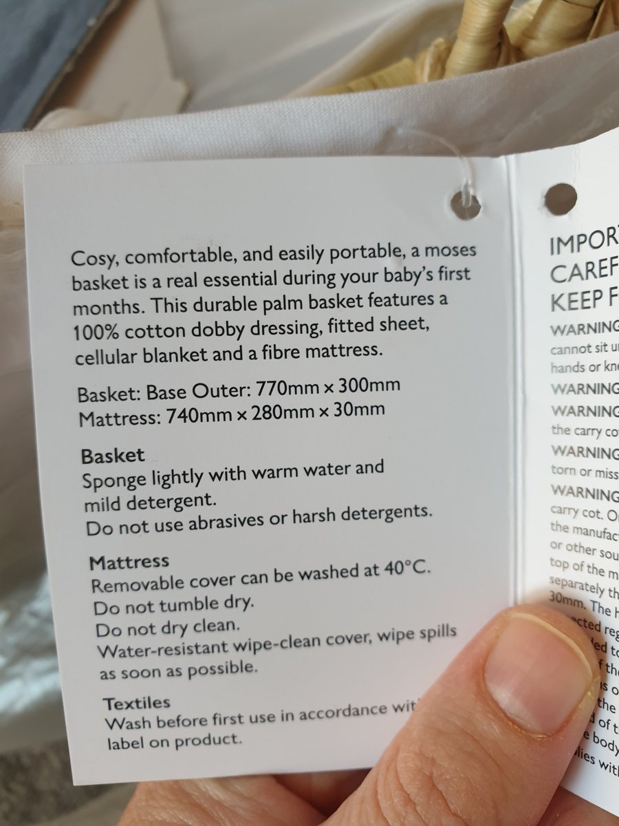 JenniNut's tweet image. .@JohnLewisRetail I've just unpacked my Anyday Moses basket and wonder why I paid £49 when the label attached says £35?
