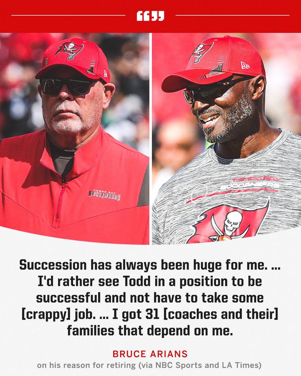 ESPNNFL's tweet photo. Bruce Arians explained why he decided to step down as the Bucs' head coach.

(via @NBCSports, @latimes) https://t.co/p1FzBFG9hw