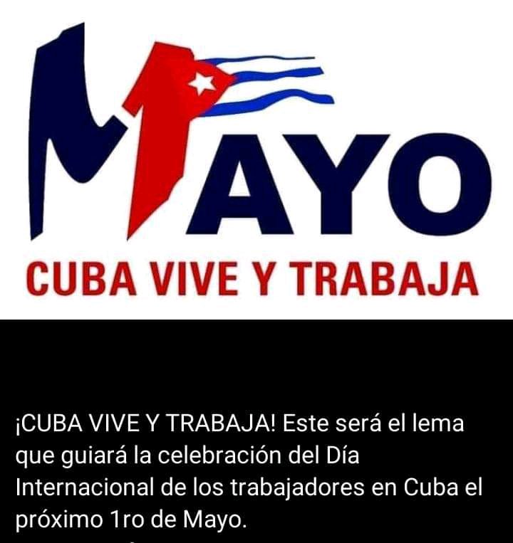 CITMA_SCU's tweet image. Cuba Vive y Trabaja es el lema que presidirá la celebración por el primero de mayo a lo cual nuestro centro está convocado. 
#SantiagodeCuba  #TodoPorSantiago
#CubaVive #CubaViveYTrabaja  #CubaViveyVence #CubaViveYAvanza  #CubaViveYRenace #Citma