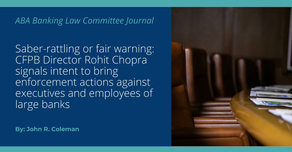 buckleyfirm's tweet photo. Buckley partner John Coleman weighs in on what to expect following CFPB Director Chopra’s intentions to bring claims against individuals at large financial institutions accused of wrongdoing.  https://t.co/69hKCEfKzQ https://t.co/boRTYloep5