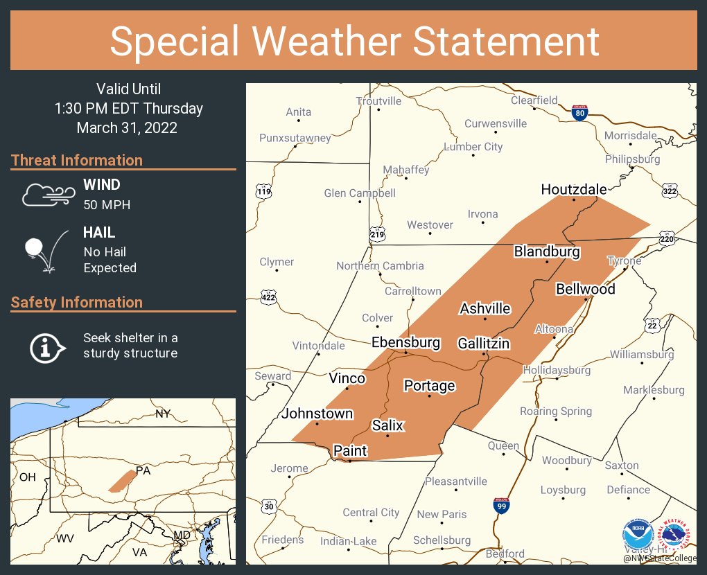 NWS State College on Twitter "A special weather statement has been