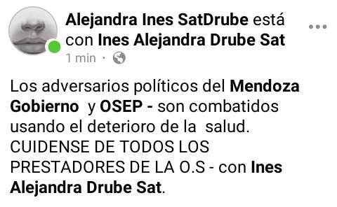 alejandraSAT's tweet photo. Los adversarios políticos del @MendozaGobierno  y @oseptecuenta #OSEPMza - son combatidos usando el deterioro de la  salud de esas personas CUIDENSE DE TODOS LOS PRESTADORES DE LA O.S. SON VIOLADORES SERIALES APROBADOS POR El @MinGobiernoMza y @MinTrabajoAR ... 🙈😱🙄🤪🤢🐒👎👎👎 https://t.co/3m4XFeMQvT