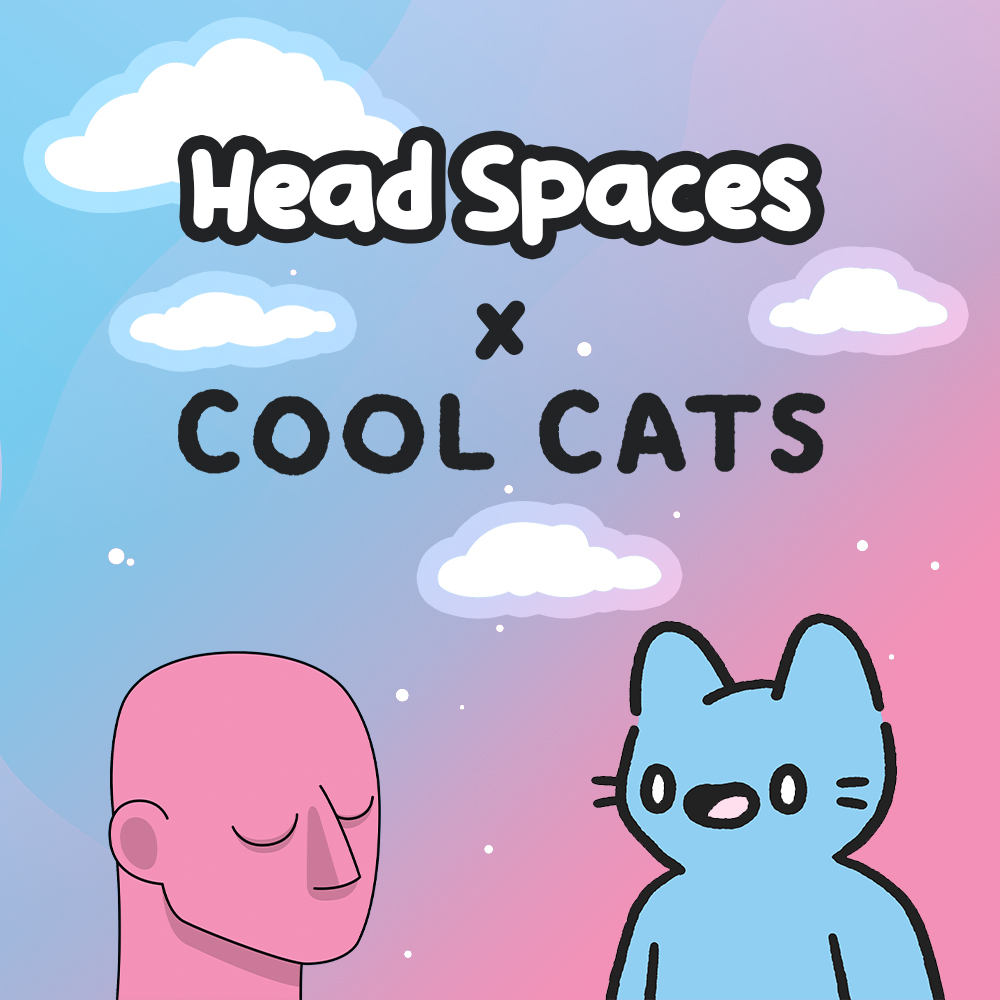headspacesnft's tweet photo. It's happening! We are thrilled to announce the start of a Head Spaces &amp; @coolcatsnft friendship! 'We like the cats' is a given, but what we really like is their radiantly positive, family-friendly community. Everything we stand for, Cool Cats embody. Here's to our future! (1/2) https://t.co/DOg0drgz5k