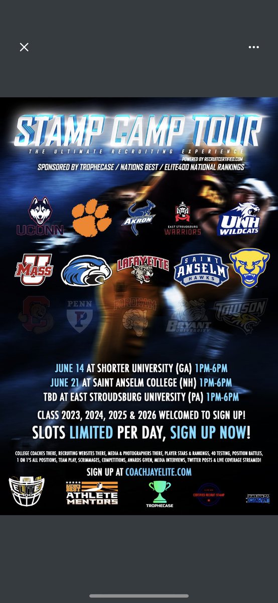 Thanks <a href="/CoachJayUConn/">CoachJay - Elite 400 National Recruiting Expert</a> for the invite appreciate it .