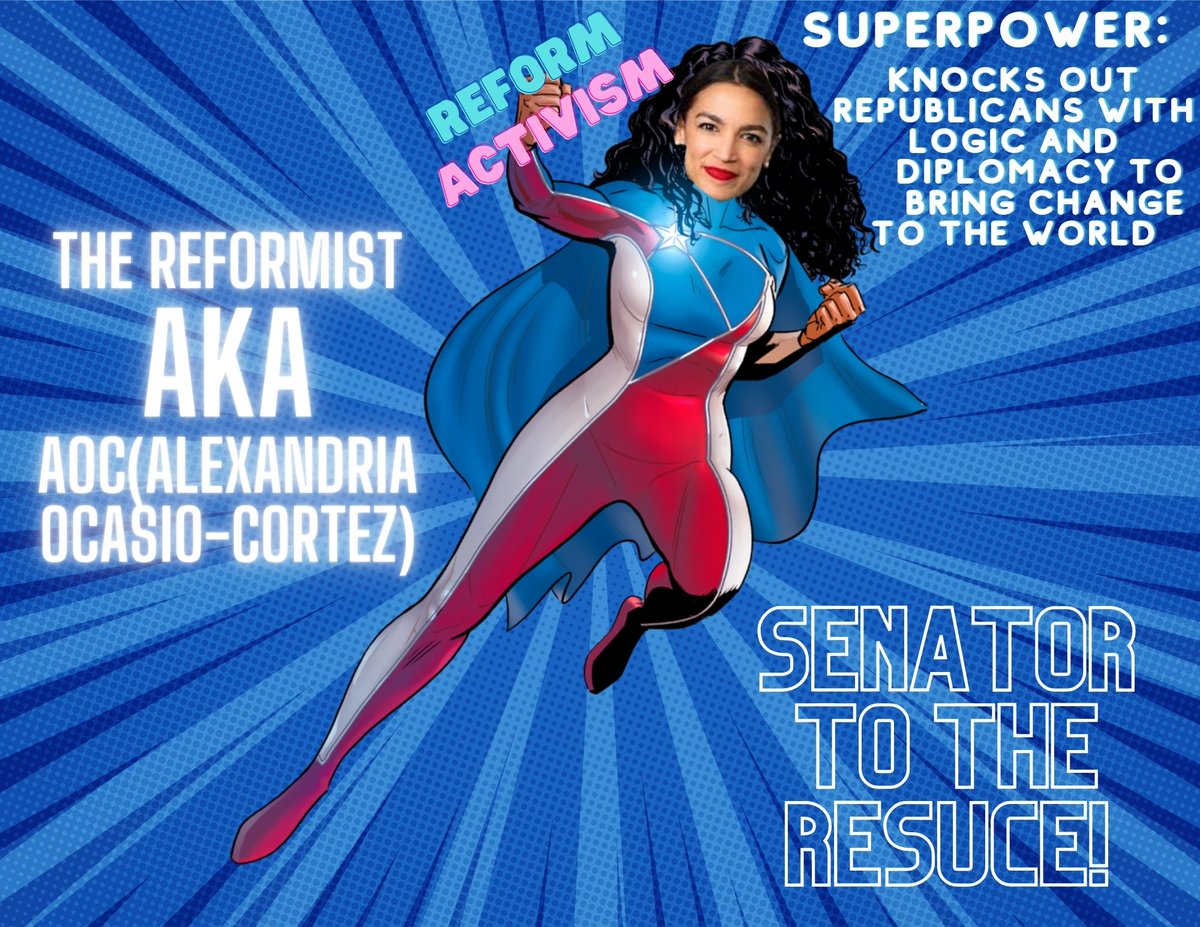 For #WomensHistoryMonth2022, we chose a woman who has changed the world and turned them into a superhero in <a href="/Bence_EDU/">Janelle Bence</a>’s class.I chose AOC as, The Reformist, a superhero who can fight with reformist ideas.She uses her voice to fight for what she believes in. #NTHCVoice #NTHCtribe