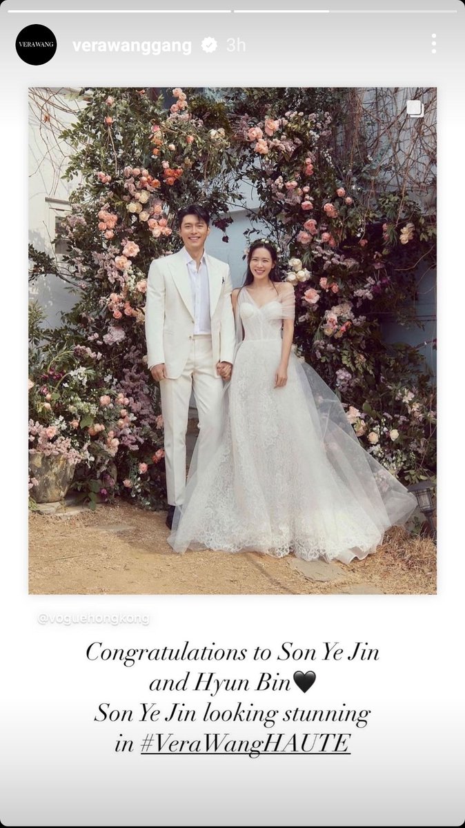EdelweissPH_FC's tweet photo. @/verawanggang posted an IG story congratulating Hyun Bin and Son Ye Jin on their marriage. 

#BinJin #빈진 
#TheBinJinWedding https://t.co/2BFvyt2UuQ