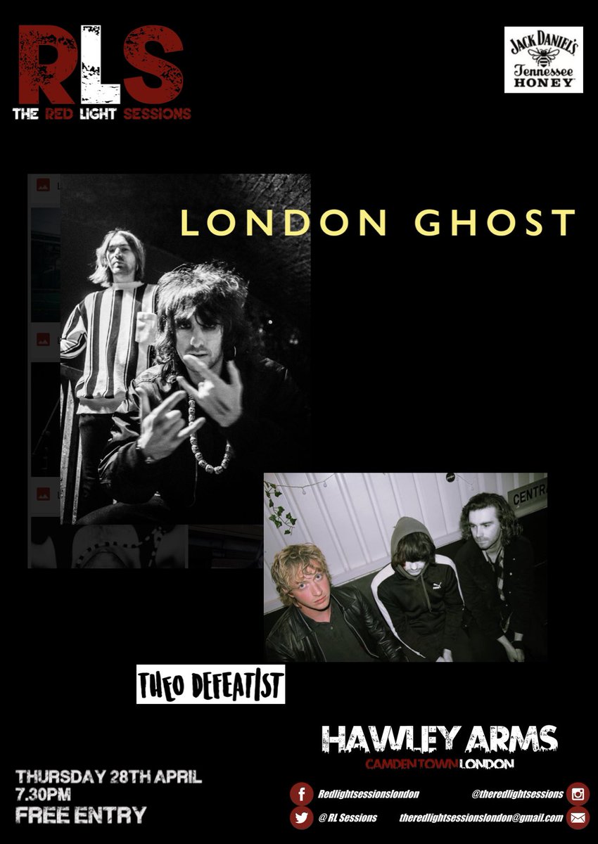 Get yourself a FREE TICKET for our next show. 
#LondonGhost head up the <a href="/hawley_arms/">The Hawley Arms</a> with guests
<a href="/TheoDefeatist/">TheoDefeatist</a> 
7:30pm - 28/04/22

eventbrite.com/e/294787526427

PLEASE RT / SHARE / SPREAD THE WORD FOR FREE LIVE MUSIC

#gig #freegig #livemusic #wemakeevents #camden #bands #music