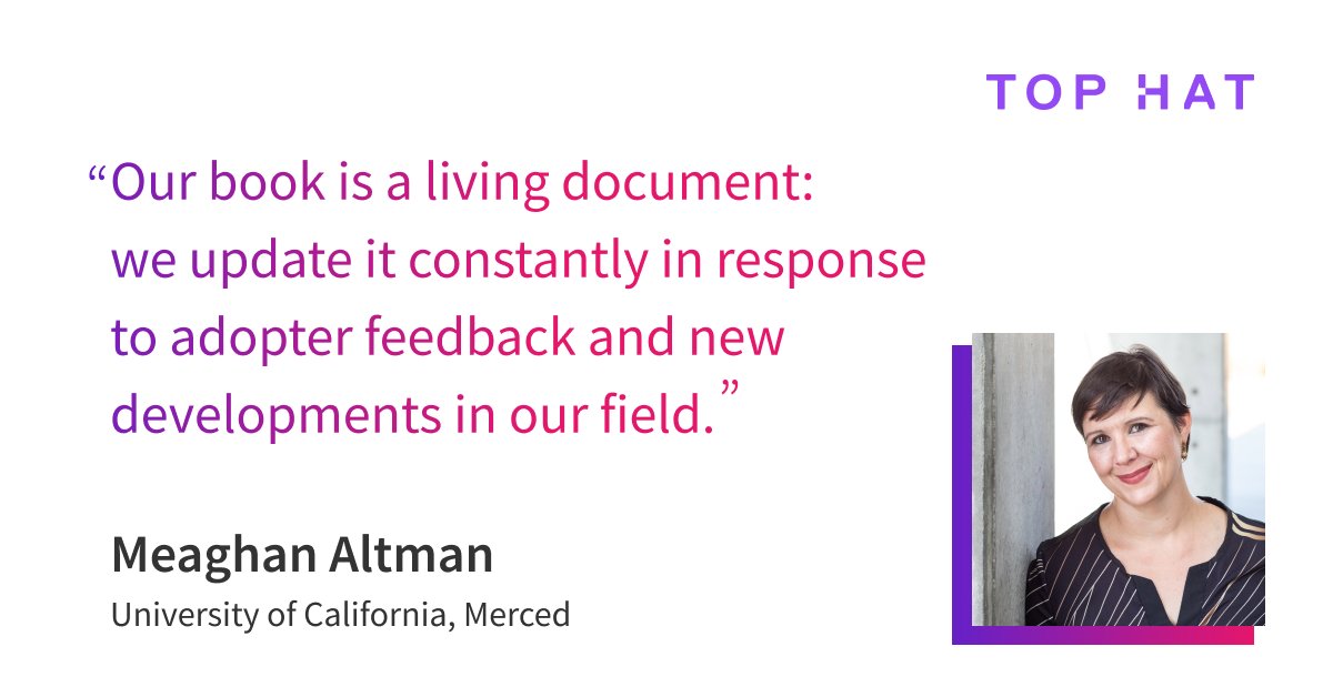 TopHat's tweet photo. Join the faculty who are turning the page on print textbooks. Among them is this @ucmerced prof who not only saw a spike in exam scores, but made learning more timely by authoring a Top Hat textbook.

Get our free ebook for tips on using digital texts: https://t.co/J02MXoOkOr https://t.co/YWJXwd0AOb