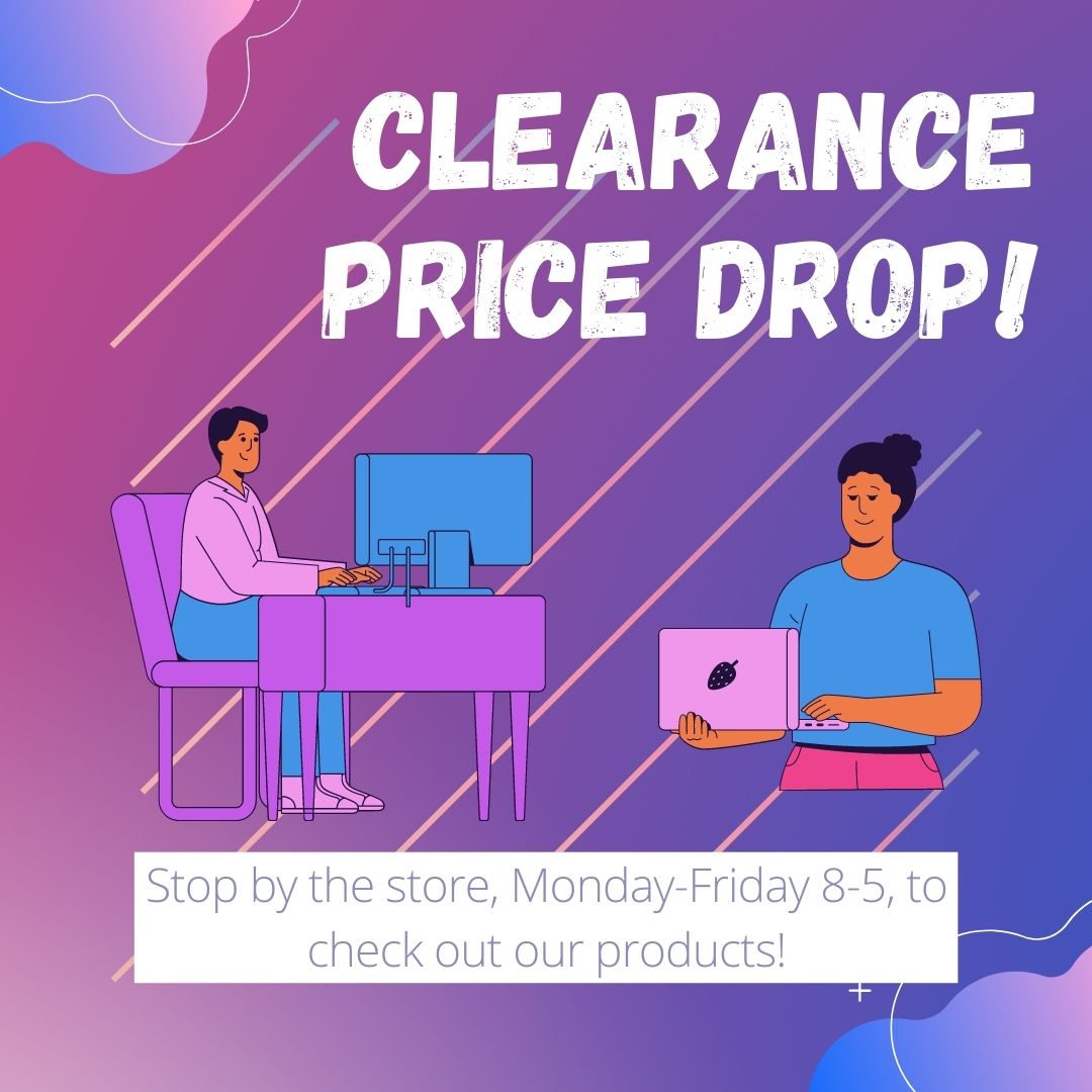 UCOtechstore's tweet photo. Our clearance products have dropped $50! You don't want to miss out on these amazing deals. Come grab yourself a brand new Apple iPad Pro, Microsoft Pro X or Samsung Galaxy Book today 💜 https://t.co/l7twIeBn3P