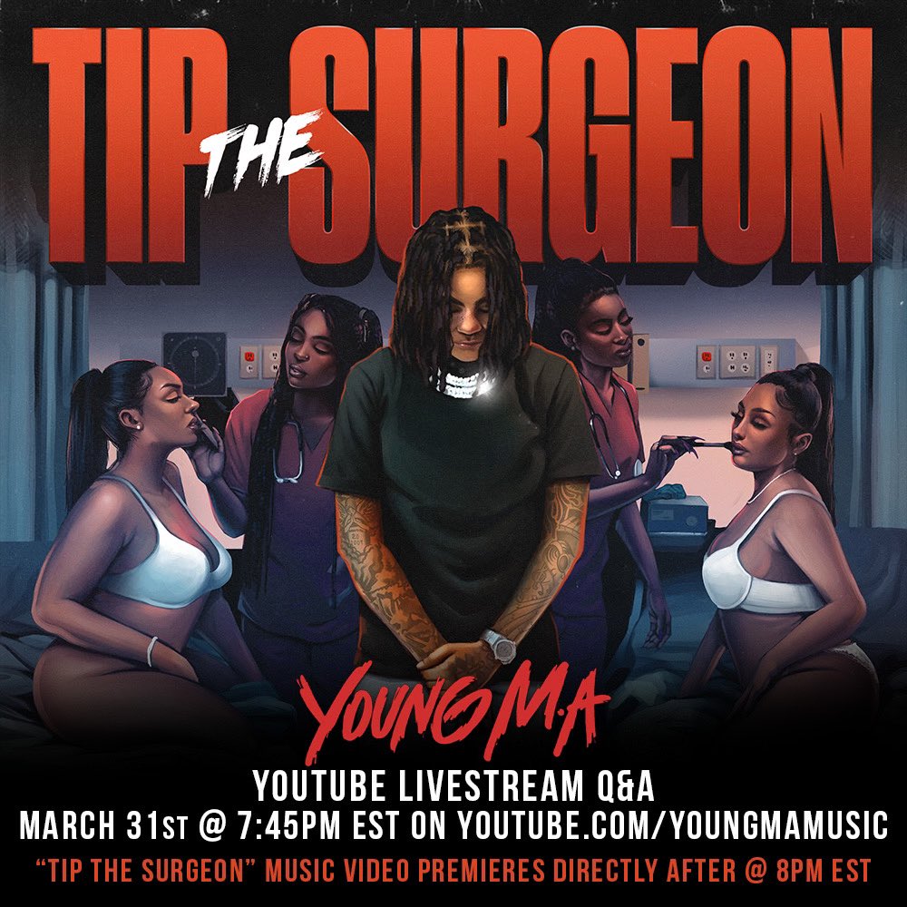 Helllooo! Tip The Surgeon music video drops tonight at 8PM EST. I’m going live from my <a href="/YouTube/">YouTube</a> channel at 7:45PM EST to chop it up wit yall first. 

Hit the link -> youtu.be/32-Da4hkURE