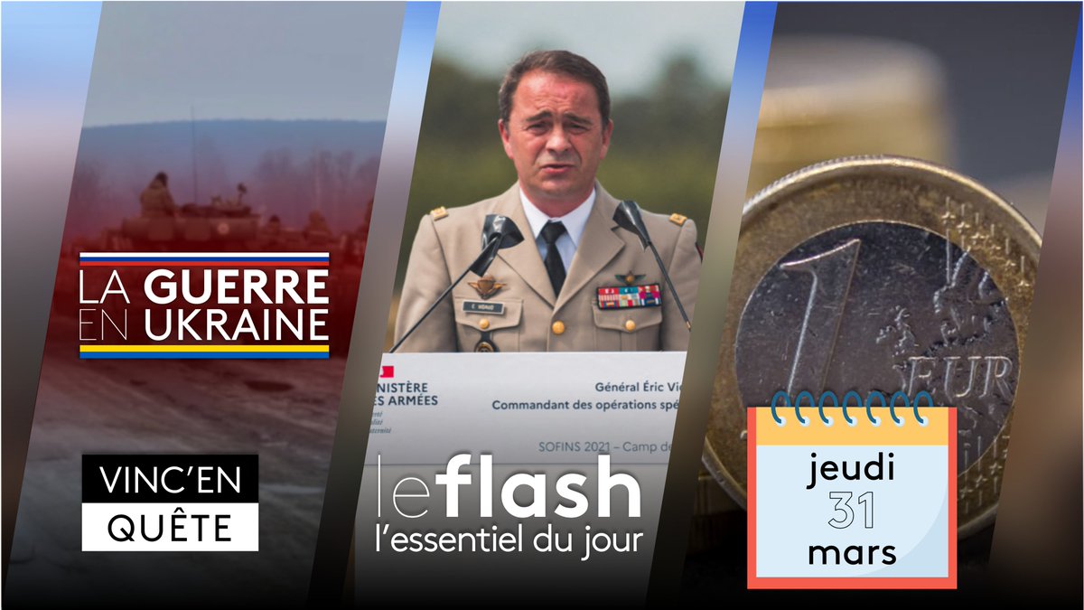 vincenquete's tweet photo. Que faut-il retenir de l’actu de ce jeudi 31 mars? Voici #LeFlash:
◆ La guerre en Ukraine, les dernières informations
◆ Démission au renseignement militaire
◆ Augmentation du Smic
À découvrir dans ce #thread ⤵ https://t.co/kxYnWDZZJh