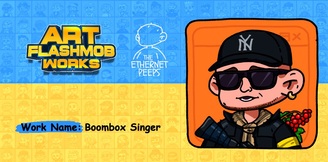 Do you remember this guy? 😎
Boombox Singer 👨‍🎤 was drawn on our #flashmob

✅#NFT art flashmob 👉 coda.io/@rsg/peeps-ua
✅#Mint 👉 ethernetpeeps.com

#SupportUkraine #Crypto #NFTCommunity #NFTart #OpenSeaNFT #cryptocurrecy #DeFi #cryptotrading