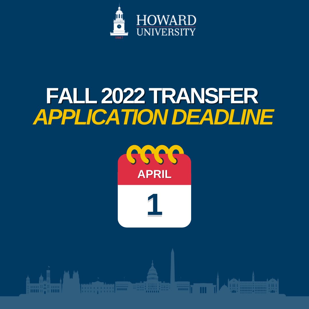FutureBison's tweet photo. Our transfer application deadline is ONE day away! Apply by our April 1 deadline for Fall 2022 transfer admission consideration. #HowardTransfers https://t.co/gIFE1AiD4g