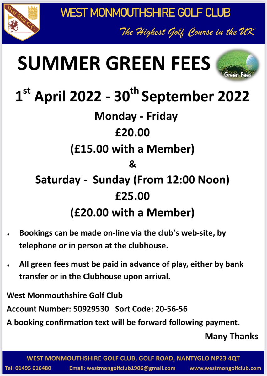West Monmouthshire Golf Club tweet media